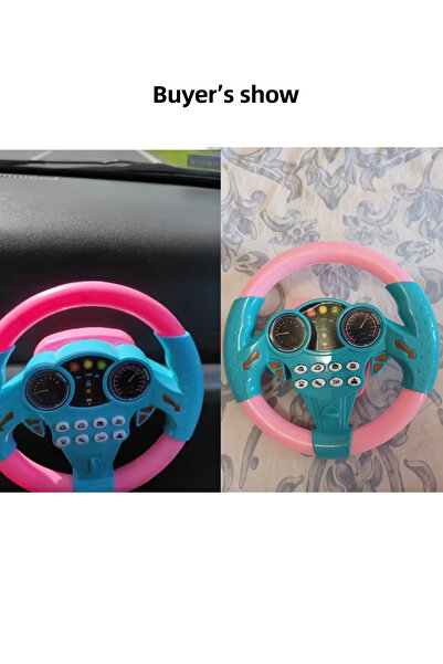 Choice عجلة قيادة محاكاة كهربائية لامعة للأطفال باللون الوردي، قطعة واحدة، مع لوحة صوت وإضاءة بنمط عشوائي