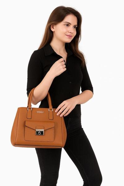 Deriderim Tan Genuine Leather Brown Classic Hand Shoulder Bag
