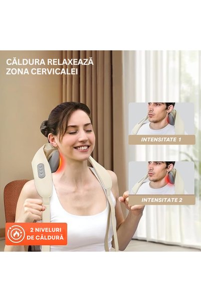 NOVIEDO Aparat de masaj RelaxU pentru relaxare musculară, funcție de încălzire