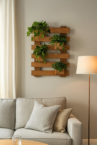 pinoxi Ahşap Duvar Çiçeklik Saksılık Saksı