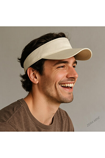 ZERAMİNE Unisex Visor Hat Peaked Outdoor Hat -ΚΡΕΜ-Καπέλο τένις -Καπέλο προστασίας από τον ήλιο