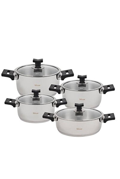 Hisar Belek 8 Piece Steel Cookware Set Black