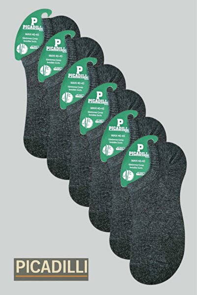 Picadilli Pack of 6 Sneakers Men's Socks Bamboo Comfortable Invisible Socks Anthracite