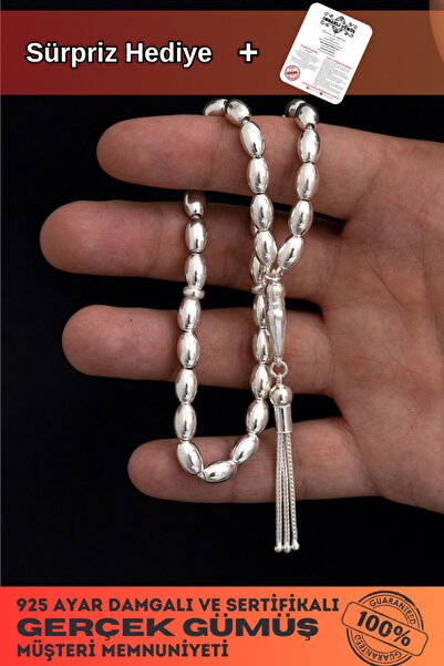 OSMANLI GÜMÜŞ Ανδρικός Ασημένιος Ροζάριο Arpakesim Μεγάλο Μέγεθος 21 γρ