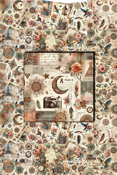 Pink Swan Craft Vintage Boho Themed - Set de autocolante pentru etichete pent...