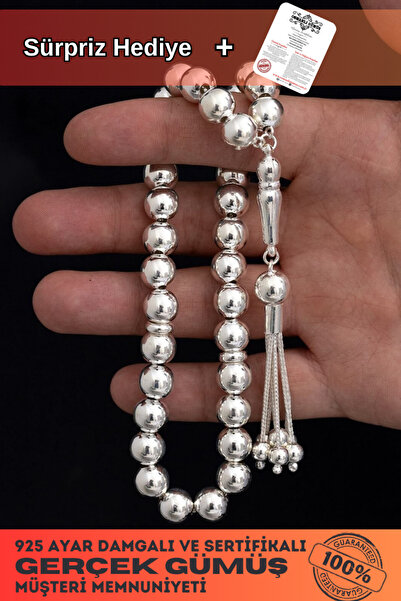 OSMANLI GÜMÜŞ En Büyük Boy Komple Has Gümüş 51 Gr. Tespih Iri Taneli Ağa Tespihi