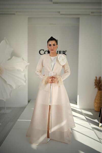 White Corner 2967 ÇİÇEK DETAYLI ORGANZE TASARIM ABAYA