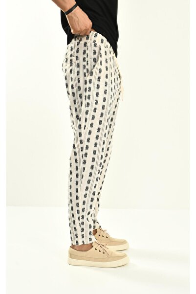 DAVID&GERENZO Bohemian Patterned Linen Pants - 450349