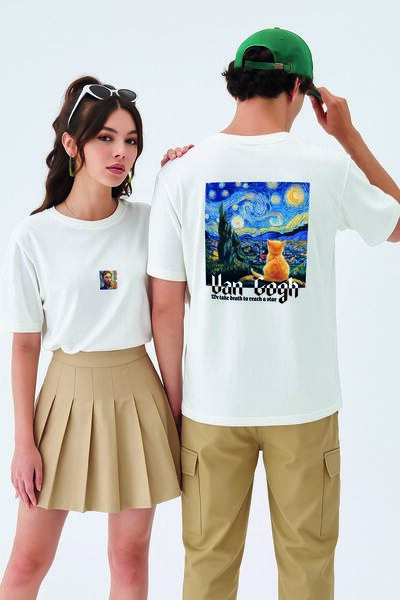 By Caspita Fashion Λευκό μπλουζάκι Lenithra Starry Night με στάμπα Unisex Ove...