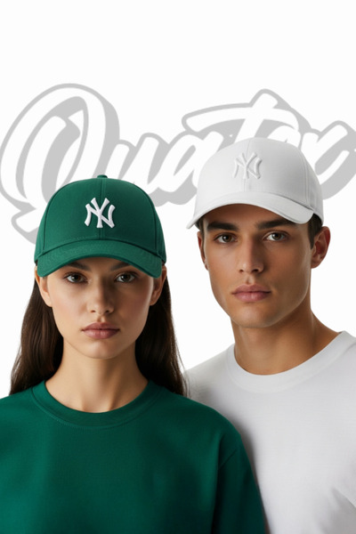 QUATEX NY New York Unisex 2'li Set Nakışlı Şapkalar