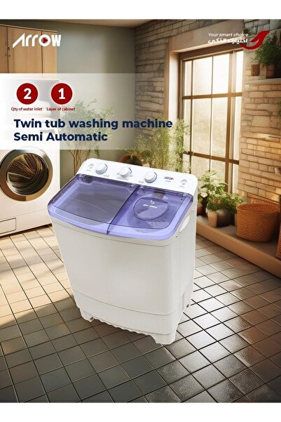ARROW Top Loading Semi Automatic Washing Machine 4.5 Kg, White, RO-06TTB