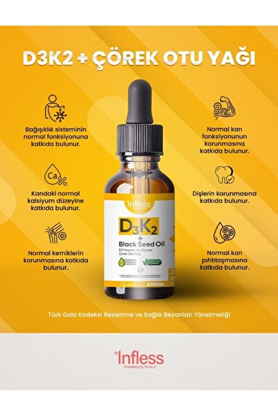 infless Vitamin D3 K2 Çörek Otu Yağı 30 ml