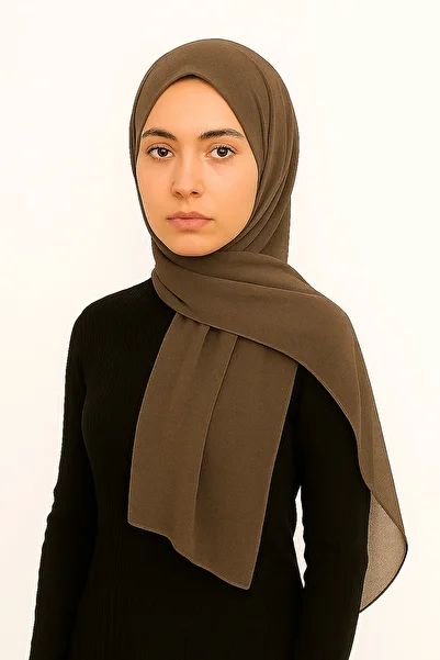 Stella Eşarp Women's Plain Light Coffee Colored Thin Chiffon Shawl