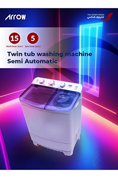 ARROW Top Loading Semi Automatic Washing Machine 4.5 Kg, White, RO-06TTB
