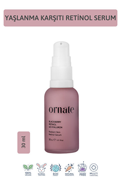 ORNATE Kırışıklık ve Yaşlılık Karşıtı, Aydınlatıcı %2 Hyaluronik Asit Etkili %0.5 Retinol Cilt Serumu