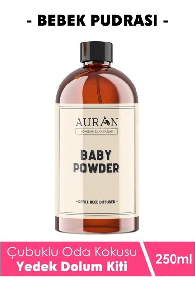 AURAN Bebek Pudrası Yedek Çubuklu Oda Ve Ortam Kokusu Esansı Yedek Dolum Şişe Baby Powder 250ml