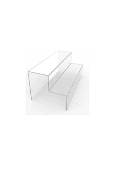 Genel Markalar Seha Pleksi Akrilik Merdiven Raf 3 Mm Şeffaf 30 cm Genişlikte 2 Katlı Stand Baharatlık
