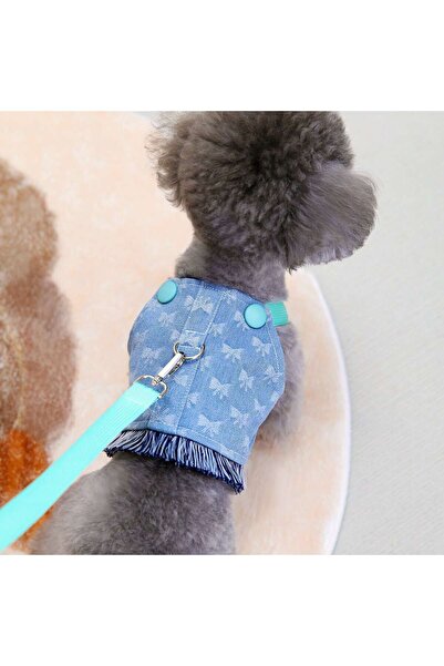 Dolce Pets DolcePets Kedi Köpek Kıyafeti Tasmalı Kot Ceket Turuncu/Mavi