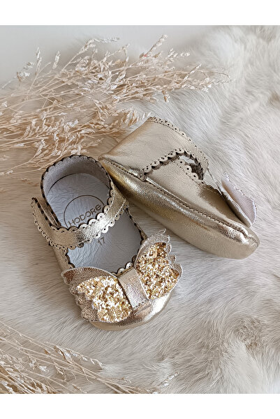 Hodore Angel Gold Genuine Leather Baby Loafer Booties
