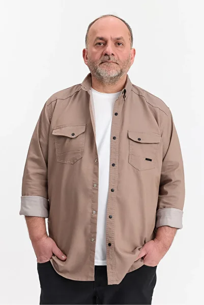 a02teks Slim Fit Men's Denim Shirt Mink (Suitable for 110-115 Kg, 5XL)