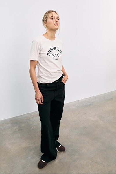 Stradivarius Embroidered slogan t-shirt