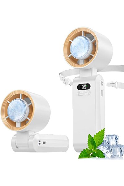 TARÇIN Taşınabilir Buz Soğutuculu Şarjlı Fan 20 Saat Süper Serinlik 5500mAh, 20000 RPM, Boyun Askılı