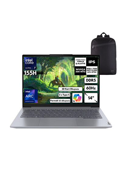 LENOVO Thinkbook 14 G7 Ultra 7-155H 64GB 1 TBSSD 14" WUXGA Freedos + Sırt Ç. ...