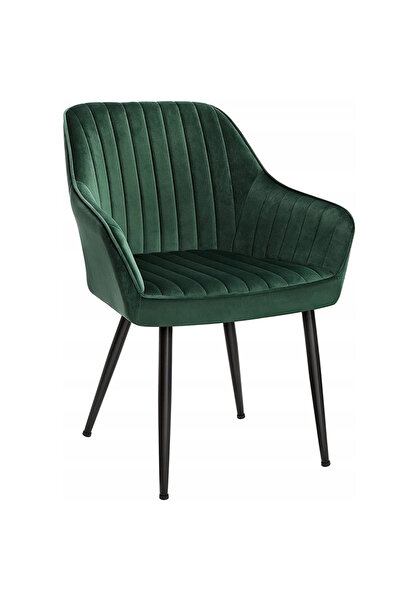 Optim Solution Scaun de living tapițat din catifea cu cotiere, sarcină 120 kg, 63x60x85 cm, verde