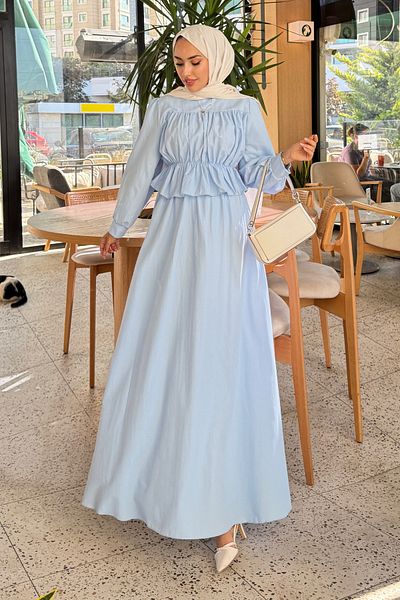 Tesettür Diyarı Gathered Detailed Skirt Shirt Hijab Suit