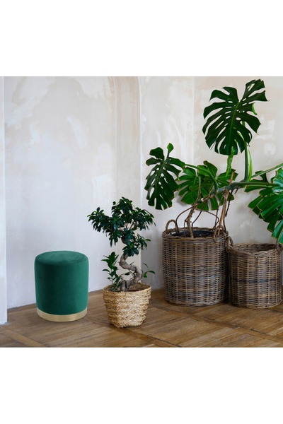 SERSIMO Round stool, upholstered with fabric, load capacity 100 kg, 35x40 cm, green