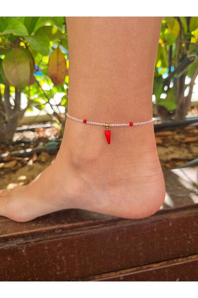NEMOR STUDIO Pink Quartz & Lucky Pepper Anklet