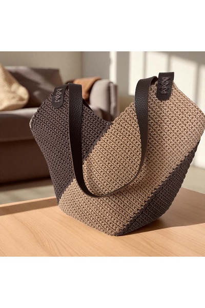 BrotBagss Kahve Krem Puzzle Kol ve Omuz Çantası