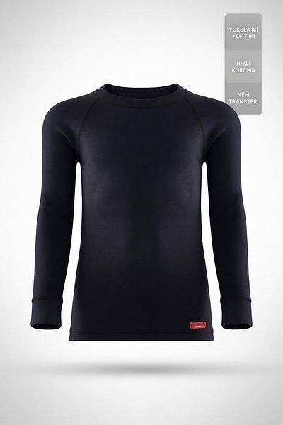 Blackspade Children's Long Black Sleeve Thermal Undershirt 2Nd Level – Winter Heat Protective Underwear New