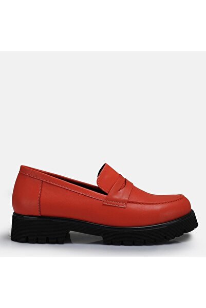 37Numara BÜYÜK NUMARA KADIN HAKİKİ DERİ LOAFER NAR ÇİÇEĞİ 41-42-43-44