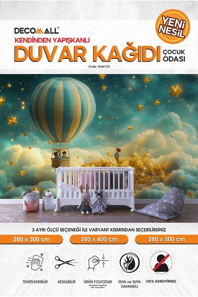DECOMALL kids133 Yeni Nesil Kendinden Yapışkanlı Çocuk Odası Duvar Kağıdı Duv...