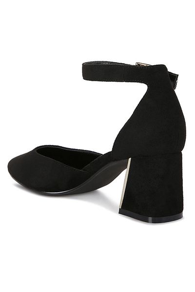 london Rag Women Black Metallic Accent Angle Heeled Sandals