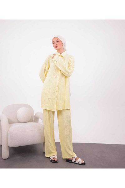 ALMİNA Bubble Fabric Pants Tunic Set