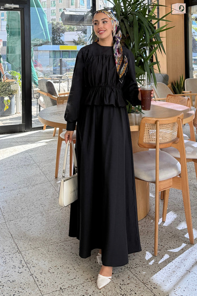 Tesettür Diyarı Gathered Detailed Skirt Shirt Hijab Suit