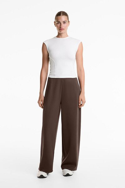 Oysho Neoprene-effect high rise cocoon trousers