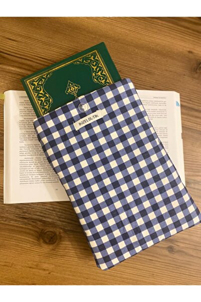 Handmade Waterproof Blue Gingham Quran Cover, Tablet Case, Quran Cover Book C...