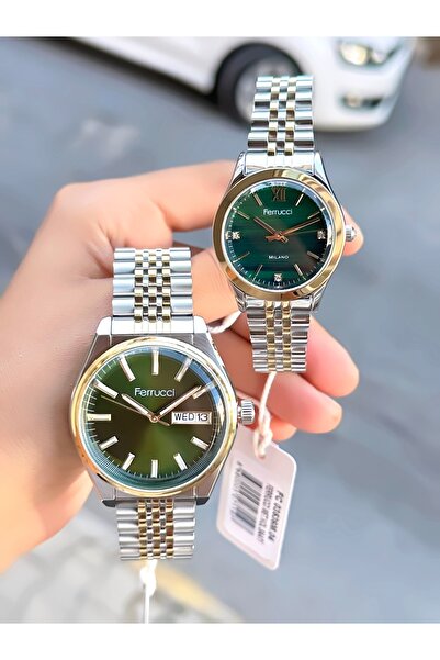 Ferrucci Çelik Kordon Sevgili Çift Kol Saati 3 Atm Su Geçirmez 2 Yıl Mekanizma Garantili