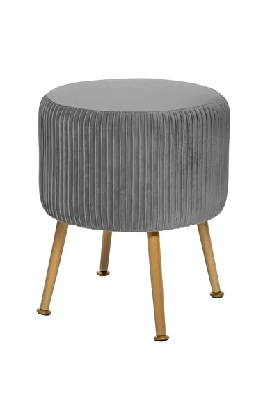 Atmosphera Créateur D'intérieur Atmosphera Solaro round stool with gold base, 35x41 cm, gray