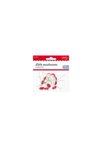 daço Craft Accessory Mini Mushrooms, Color Red/White, Material Plastic, 10 pcs/Set, Dimension 7cm