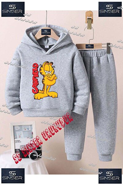SS SİNSER Children's Unisex "Garfielt Sleeves Tied" Custom Printed Hooded Tra...