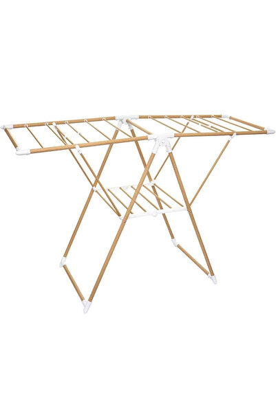 5FiveSmart Uscător de rufe 5Five cu aripioare laterale, aspect lemn, spumă ABS și PVC, 138x51x90 cm, bej