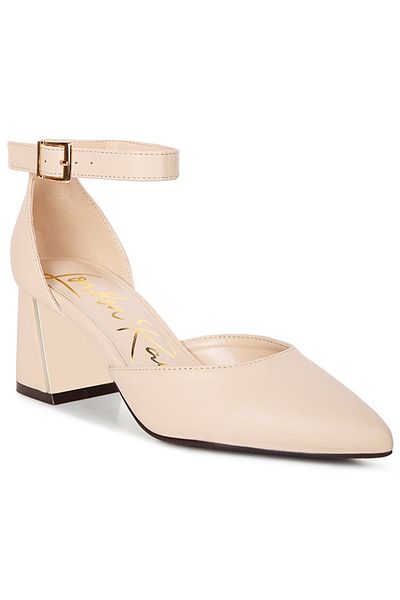 london Rag Women Beige Faux Leather Metallic Accent Heeled Sandals