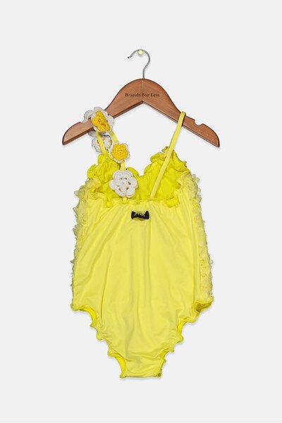 For The Black Kid Girls Textured One Piece, Yellow