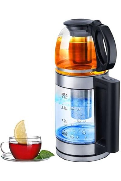 Shopi Toscana U 1.8L Electric Kettle with 0.8L Steam Tea Pot, 2 in 1 Electric Kettle 1500W Multifunction M