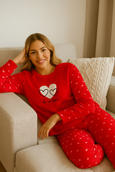 FAMESTEKSTİL Women's Winter Wellsoft Pajama Set