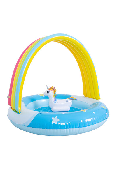 Fab N Funky مسبح قابل للنفخ بتصميم قوس قزح، بتصميم قوس قزح، متعة مائية، 18 شه...